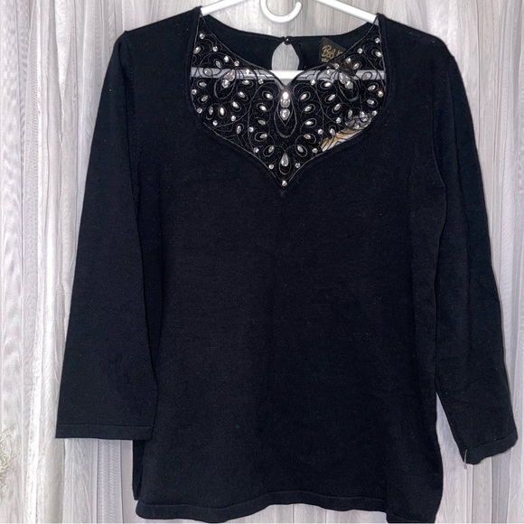 Women’s Bob Mackie Sweater Black Size XS New - Picture 1 of 5